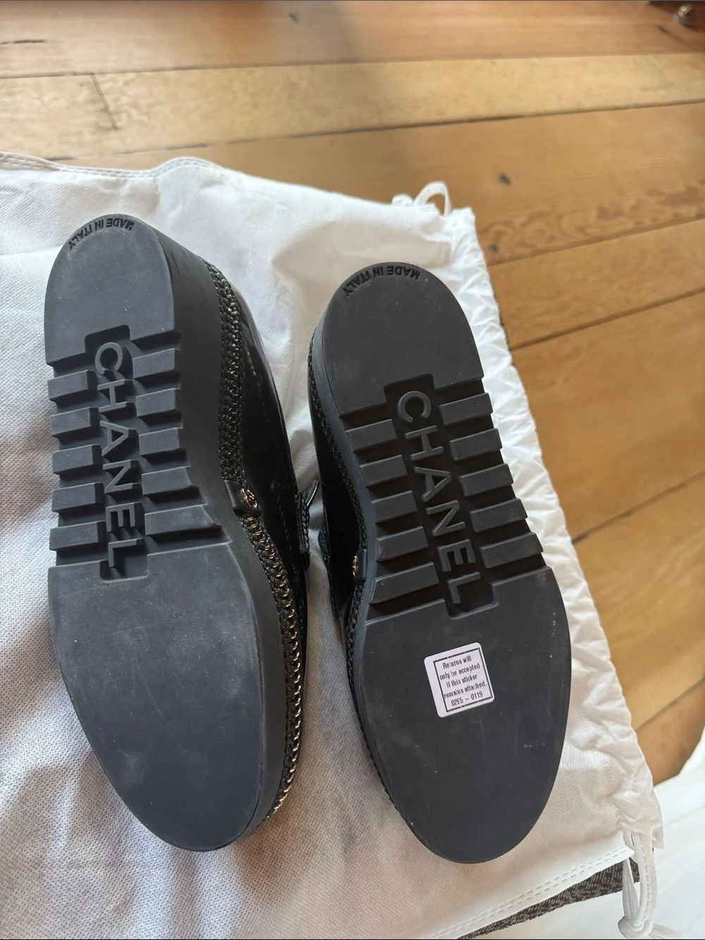 CHANEL Black Patent Leather Women’s Loafers with CC Medallion